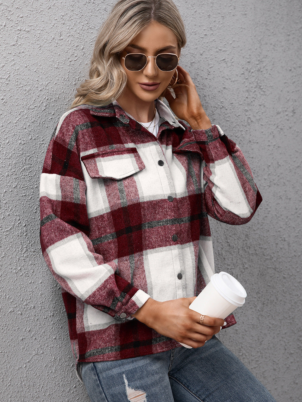 Washable Plaid Shirt Jacket - Bazaare Mart