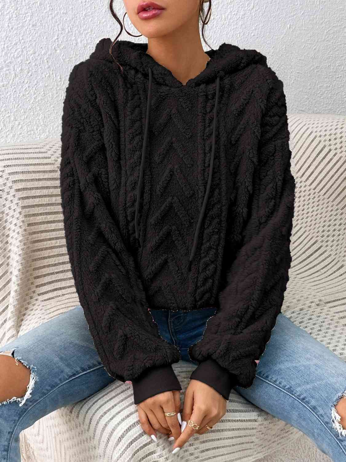 Pullover Hooded Sculpted Sweater