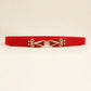 Thin Gold Buckle Elastic Belt Red One Size Bazaare Mart Women's Belt