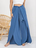 Wrap Around Wide Leg Pants Dusty Blue Bazaare Mart Wrap Around Pants