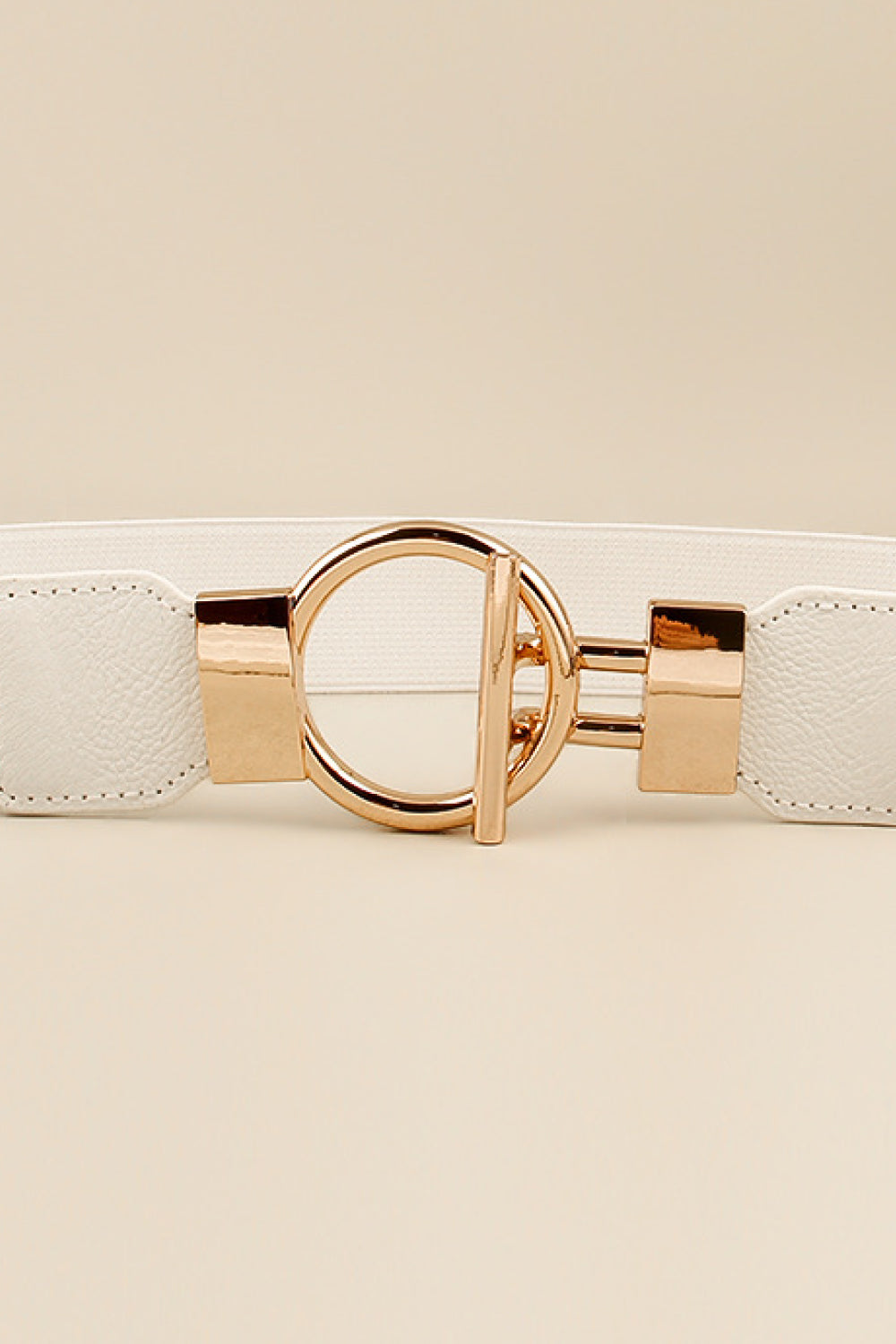 Gold Circle Buckle PU Leather Belt - Multi - Bazaare Mart