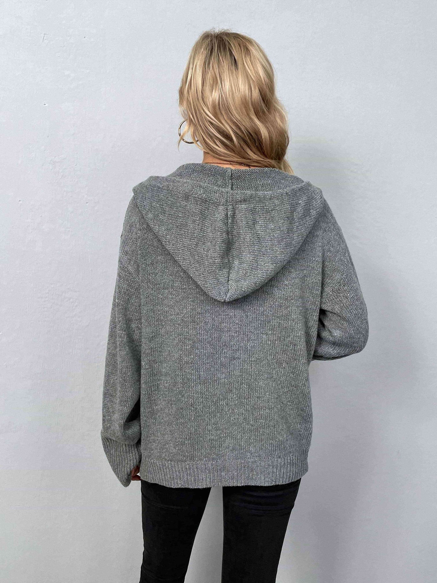 Button-Down Hooded Sweater