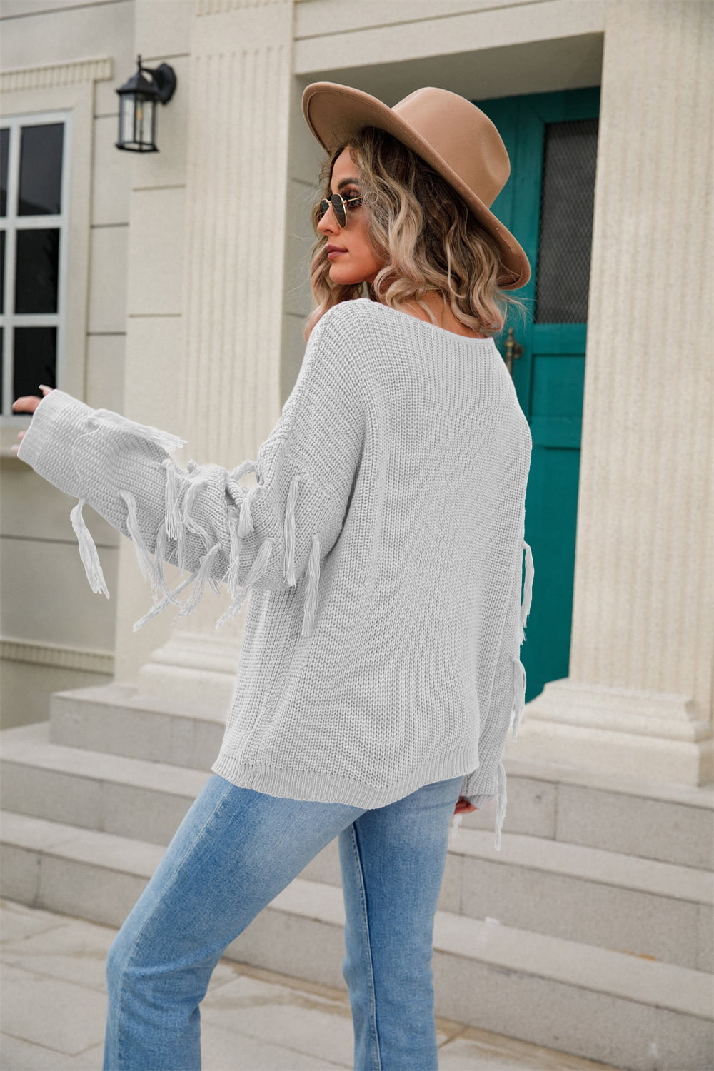 Ribbed Fringe Sweater