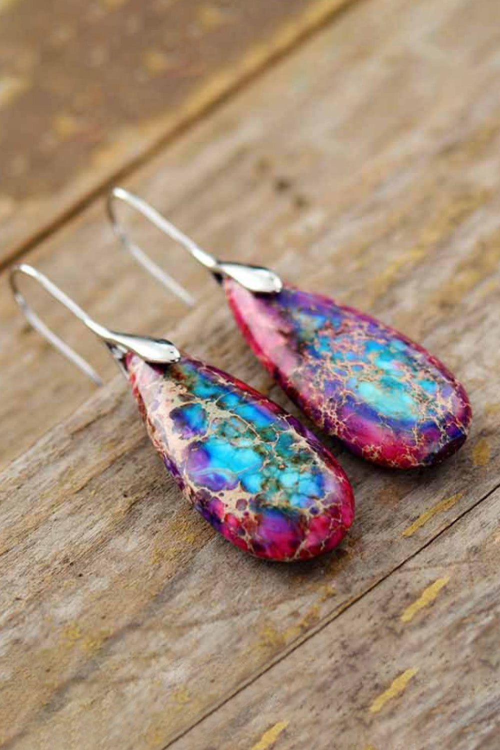 Handmade Teardrop Shape Natural Stone Dangle Earrings - Bazaare Mart